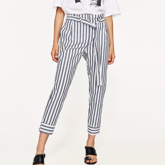 Zara Cropped Tie Waist Trouser - Picture 1 of 3